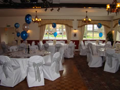 Pyewipe Inn, White Chair Cover Silver Organza Sash